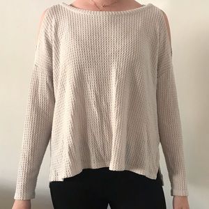 AEO Waffle Knit Cold Shoulder Sweater